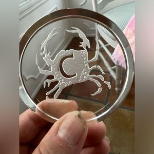 Cancer zodiac engraved disk paperweight